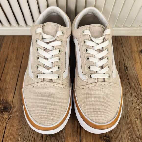 Vans Old Skool Stacked Platform Womens Sz 7.5 Beige White Canvas Sneakers Shoes - Picture 8 of 9